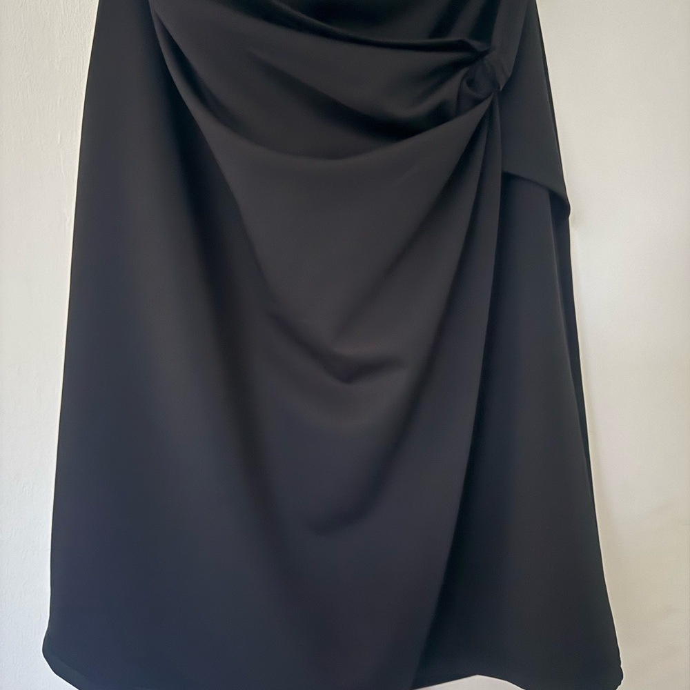 Black Ruched Wrap Midi Skirt for Work